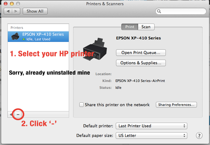 how to delete hp printer files